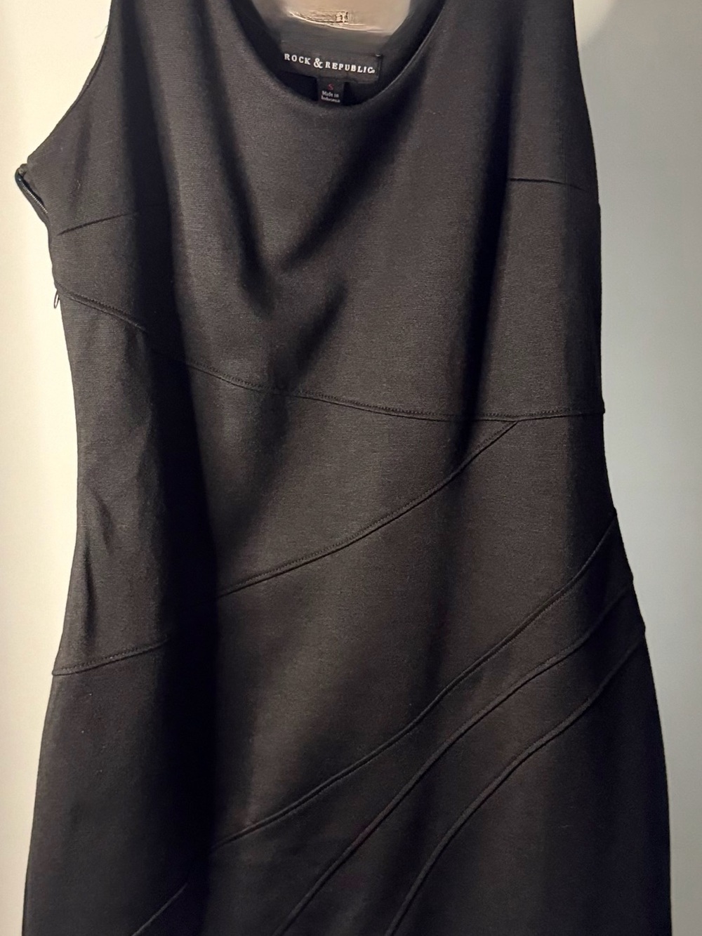 Rock & Republic Black A-Line Skirt with Diagonal Panel Stitching